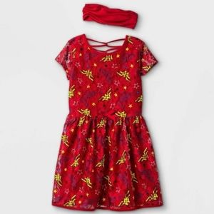 🆕️Girls' Wonder Woman A-Line Dress with Headwrap XS (4-5)